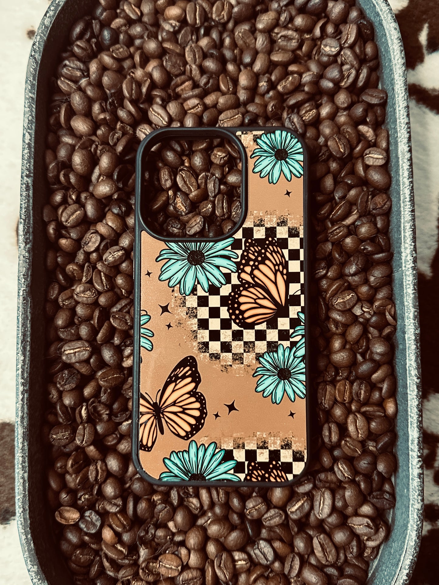 Checkered Butterfly Phone Case
