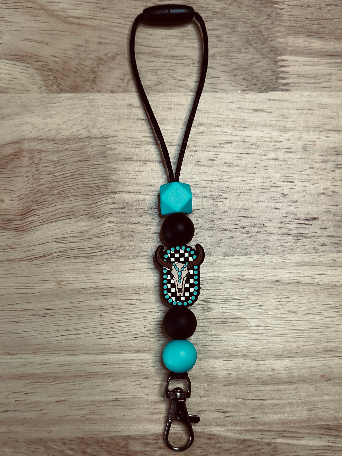 Checkered Bull Skull Freshie Hanger