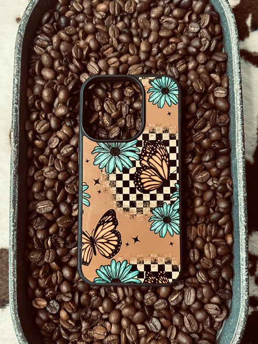 Checkered Butterfly Phone Case