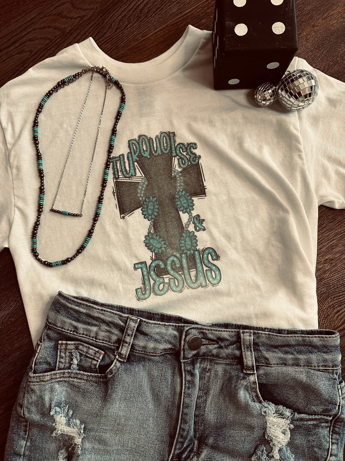 Turquoise & Jesus Graphic Tee