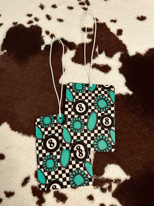 Checkered Eight Ball Car Freshie